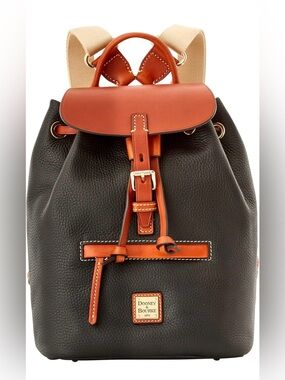 Dooney & Bourke Handbag, Pebble Grain Allie Backpack Leather Tan Black